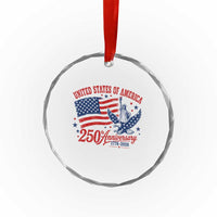 USA 250th Anniversary Crystal Glass Ornament Land Of The Free USA Patriotic 1776 2026 Statue Of Liberty Eagle Flag