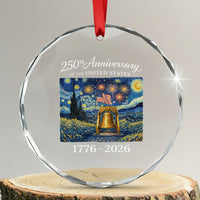 USA 250th Anniversary Crystal Glass Ornament Liberty Bell 1776–2026 Patriotic American Flag Starry Night
