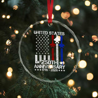 USA 250th Anniversary Crystal Glass Ornament Vintage American Flag Jets Semiquincentennial