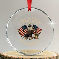 USA 250th Anniversary Crystal Glass Ornament Vintage Eagle US Flag Independence Day 4th July Patriotic