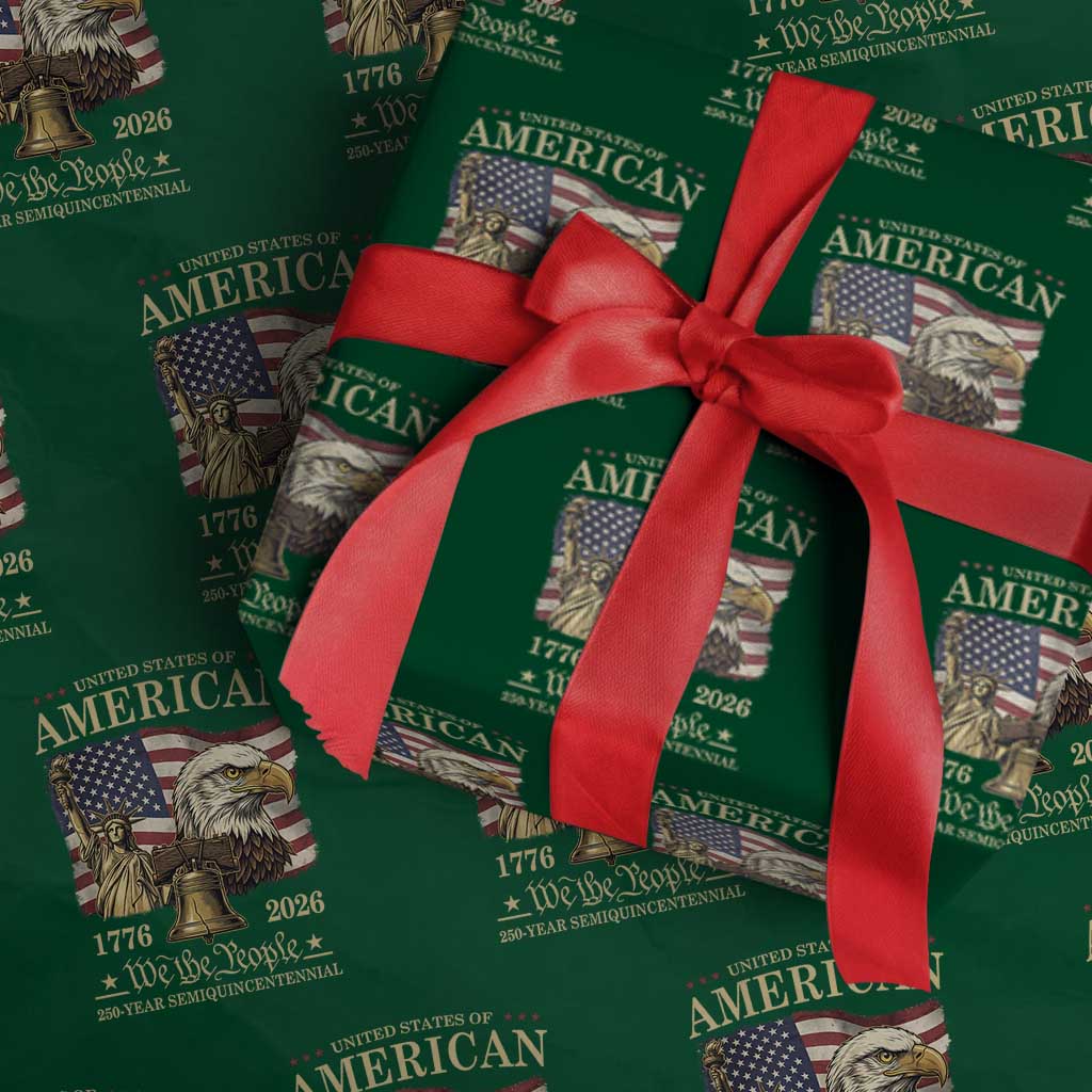 USA 250th Anniversary Wrapping Paper Roll America 1776-2026 Patriotic Eagle Liberty Bell