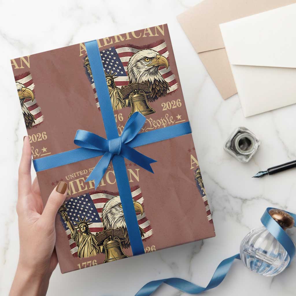 USA 250th Anniversary Wrapping Paper Roll America 1776-2026 Patriotic Eagle Liberty Bell