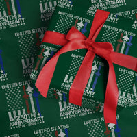 USA 250th Anniversary Wrapping Paper Roll Vintage American Flag Jets Semiquincentennial