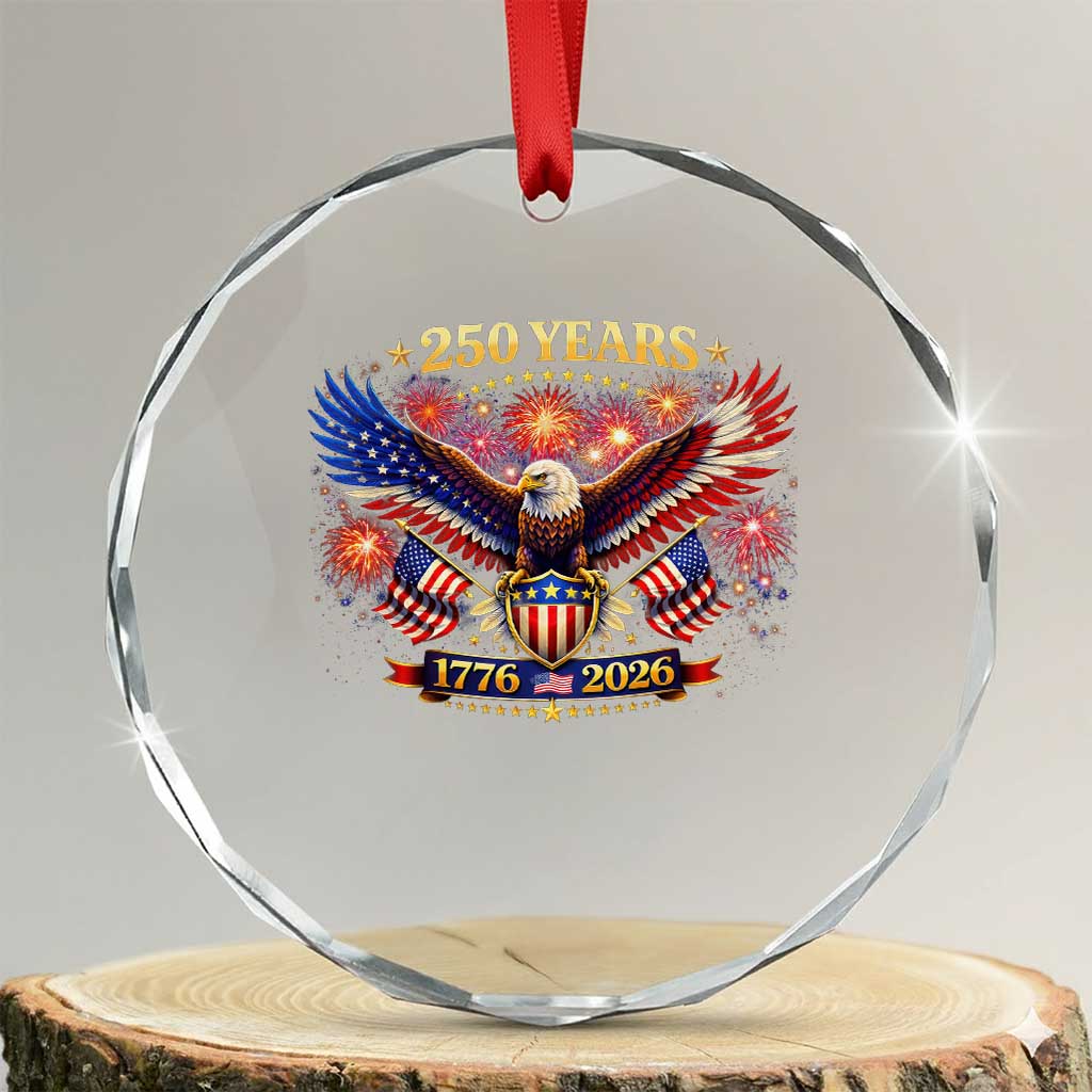 USA 250th Anniversary Eagle Crystal Glass Ornament 4th July Independence Day Patriotic USA Flag