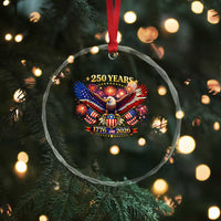 USA 250th Anniversary Eagle Crystal Glass Ornament 4th July Independence Day Patriotic USA Flag