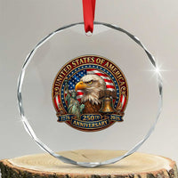 USA 250th Anniversary Emblem 1776 2026 Crystal Glass Ornament Patriotic Seal with Bald Eagle Liberty Bell Statue of Liberty