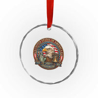 USA 250th Anniversary Emblem 1776 2026 Crystal Glass Ornament Patriotic Seal with Bald Eagle Liberty Bell Statue of Liberty