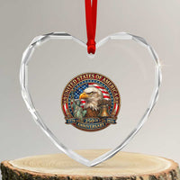 USA 250th Anniversary Emblem 1776 2026 Heart Crystal Glass Ornament Patriotic Seal with Bald Eagle Liberty Bell Statue of Liberty