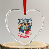 USA 250th Anniversary Feminist Heart Crystal Glass Ornament Girls Will Be Girls