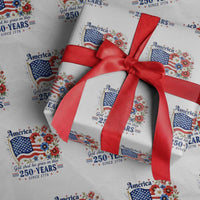 USA 250th Anniversary Flag Floral Graphic Wrapping Paper Roll 250 Years America Patriot 4th of July Patriotism Gift