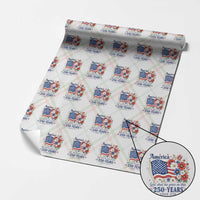 USA 250th Anniversary Flag Floral Graphic Wrapping Paper Roll 250 Years America Patriot 4th of July Patriotism Gift