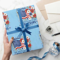 USA 250th Anniversary Flag Floral Graphic Wrapping Paper Roll 250 Years America Patriot 4th of July Patriotism Gift