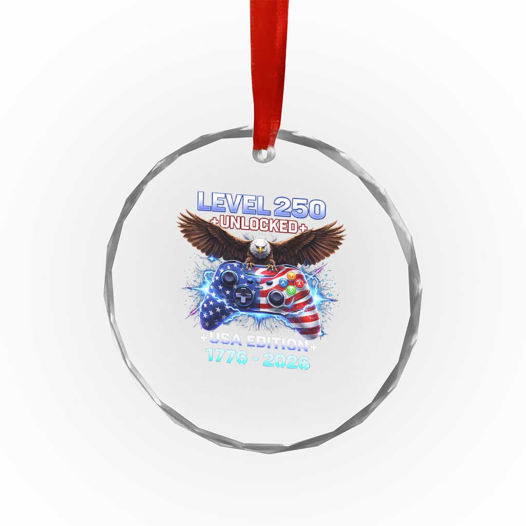 USA 250th Anniversary Gamer Crystal Glass Ornament Level 250 USA Edition 1776 2026 Bald Eagle