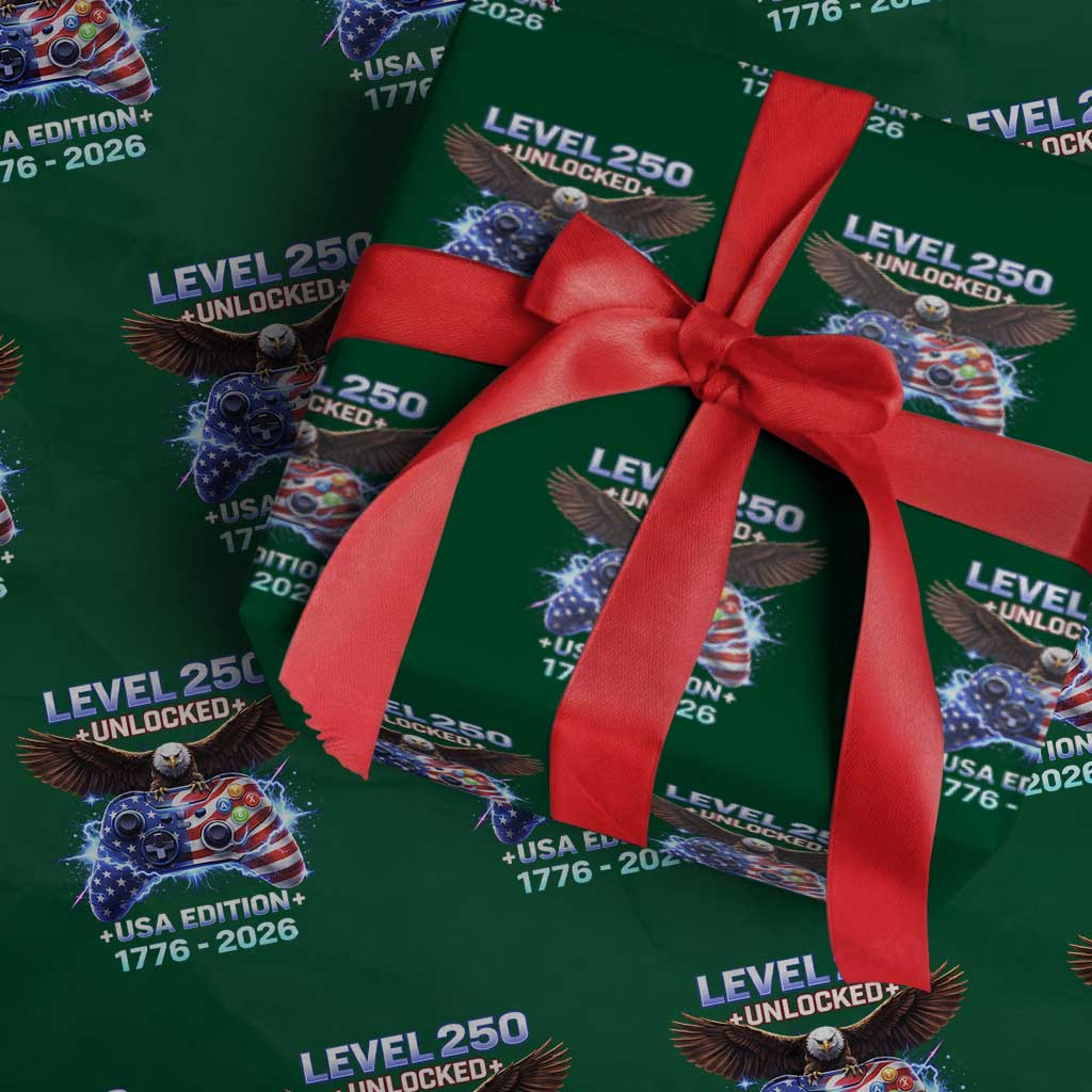 USA 250th Anniversary Gamer Wrapping Paper Roll Level 250 USA Edition 1776 2026 Bald Eagle