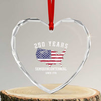 USA 250th Anniversary Heart Crystal Glass Ornament United States Semiquincentennial 1776 2026 Patriotic Independence Day