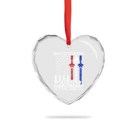 USA 250th Anniversary Heart Crystal Glass Ornament Vintage American Flag Jets Semiquincentennial