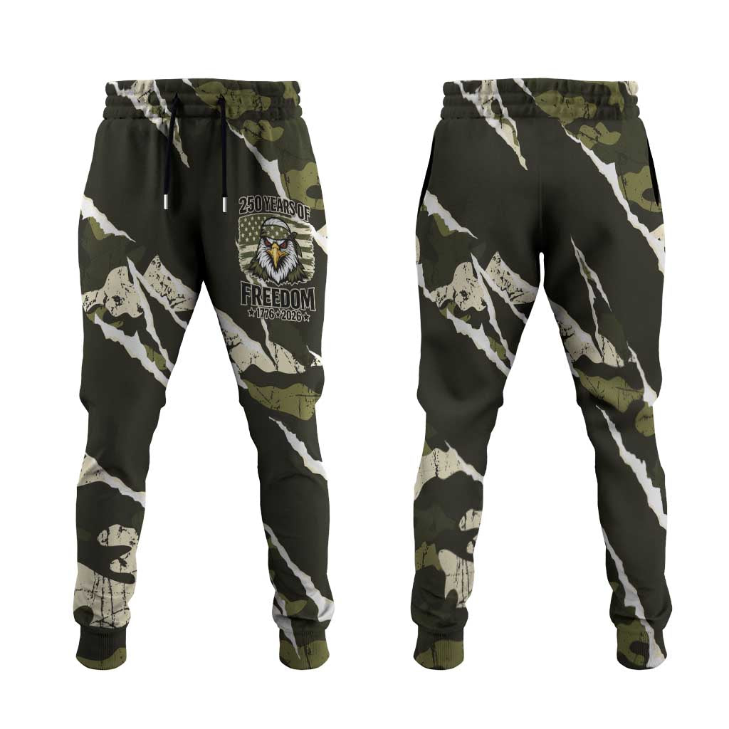 USA 250th Anniversary Jogger Pants Eagle Camouflage Zipper Stylized