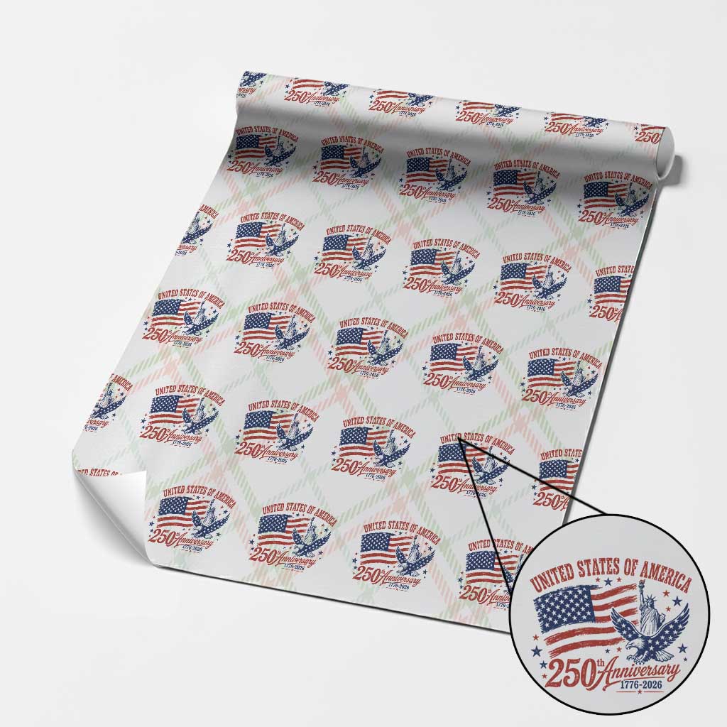 USA 250th Anniversary Wrapping Paper Roll Land Of The Free USA Patriotic 1776 2026 Statue Of Liberty Eagle Flag