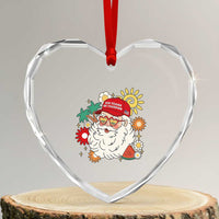 USA 250th Anniversary Santa Christmas In July Heart Crystal Glass Ornament