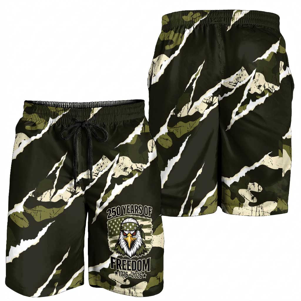 USA 250th Anniversary Shorts for Men Eagle Camouflage Zipper Stylized