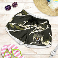 USA 250th Anniversary Shorts for Women Eagle Camouflage Zipper Stylized