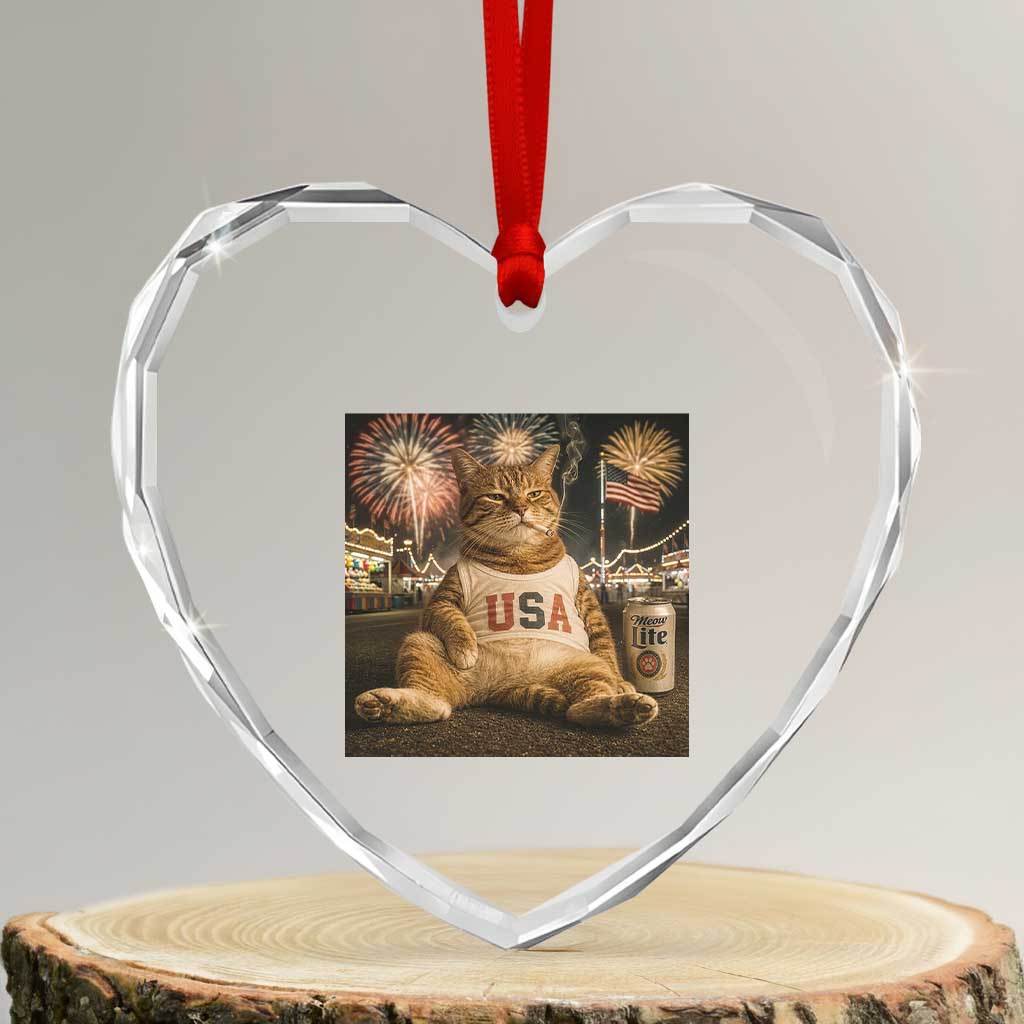 USA 250th Anniversary Statue of Liberty Heart Crystal Glass Ornament The Summer USA Turned 250