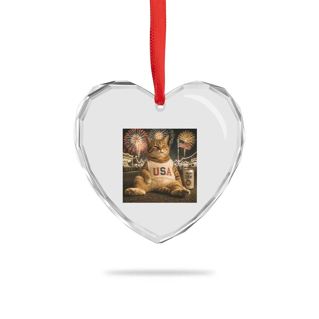 USA 250th Anniversary Statue of Liberty Heart Crystal Glass Ornament The Summer USA Turned 250