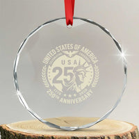 USA 250th Anniversary Statue of Liberty Vintage Crest Crystal Glass Ornament Celebrating Freedom 1776 to 2026 Semiquincentennial