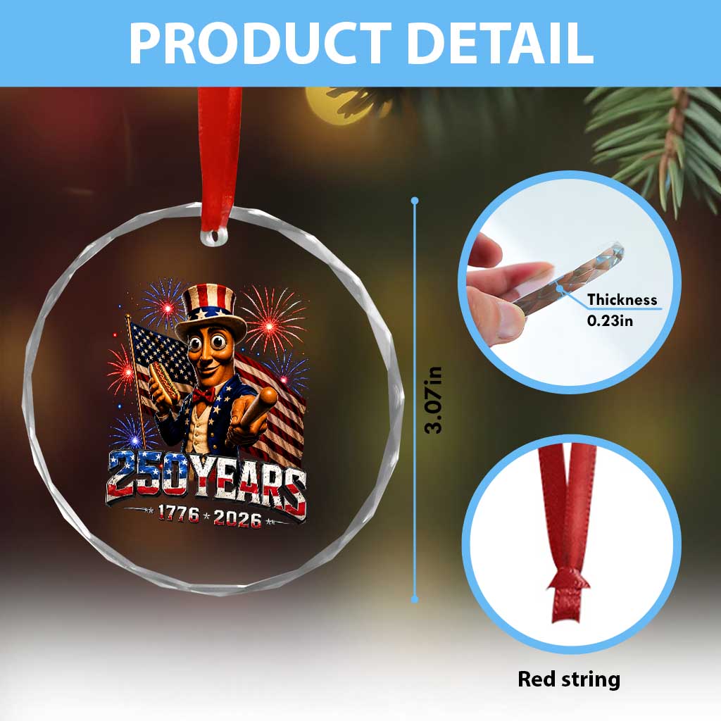 USA 250th Anniversary Tung Tung Sahur Crystal Glass Ornament Funny American Anniversary Celebration