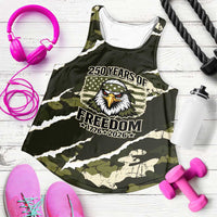 USA 250th Anniversary Women Racerback Tank Eagle Camouflage Zipper Stylized