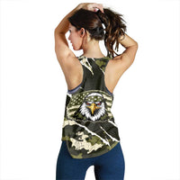 USA 250th Anniversary Women Racerback Tank Eagle Camouflage Zipper Stylized