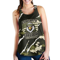 USA 250th Anniversary Women Racerback Tank Eagle Camouflage Zipper Stylized