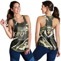 USA 250th Anniversary Women Racerback Tank Eagle Camouflage Zipper Stylized