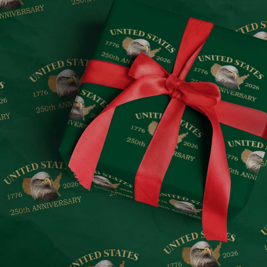 USA 250th Anniversary Wrapping Paper Roll American Map Patriotic 1776-2026 America 250