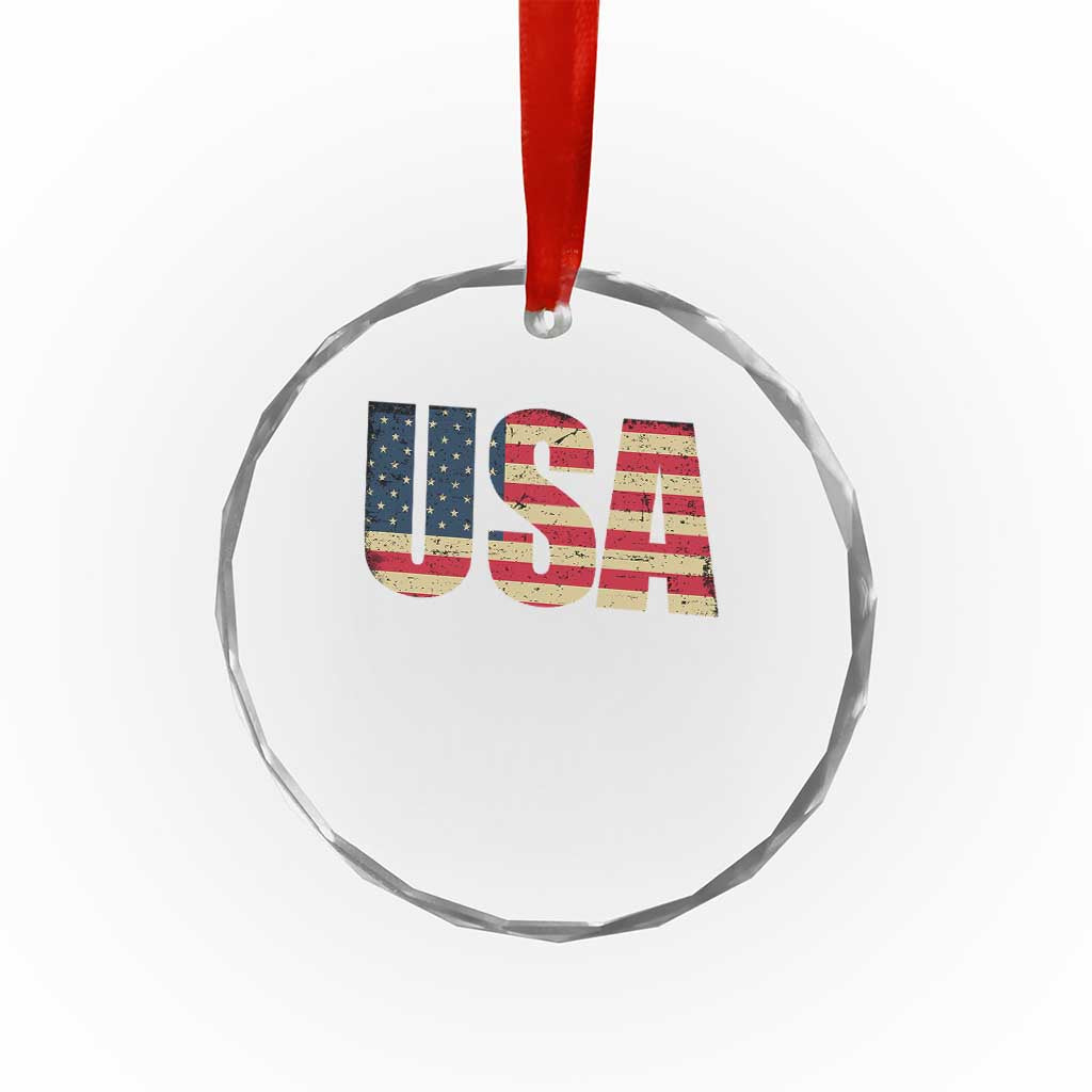 USA American Flag Crystal Glass Ornament Retro Vintage Patriotic - Wonder Print Shop