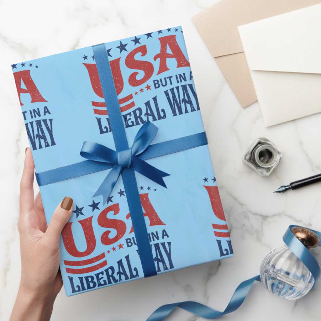 USA But In A Liberal Way 4th of July Wrapping Paper Roll Feminist Women's Rights