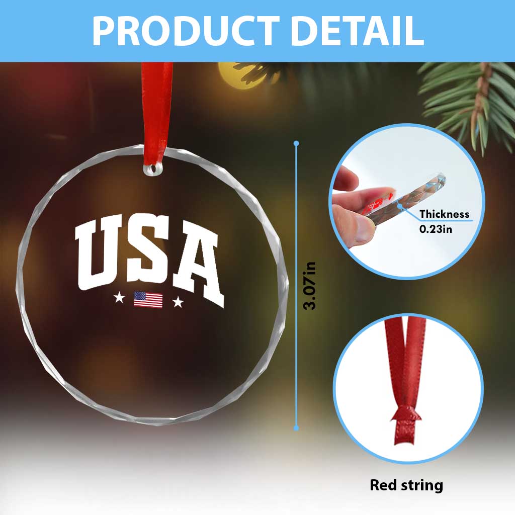 USA Crystal Glass Ornament American Flag Patriotic 4th of July - Wonder Print Shop
