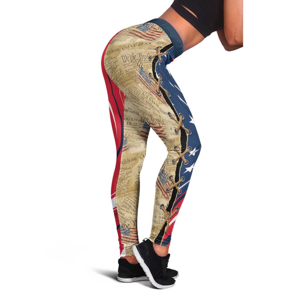USA Eagle Statue of Liberty Leggings American Patriotic Spirit - Wonder Print Shop
