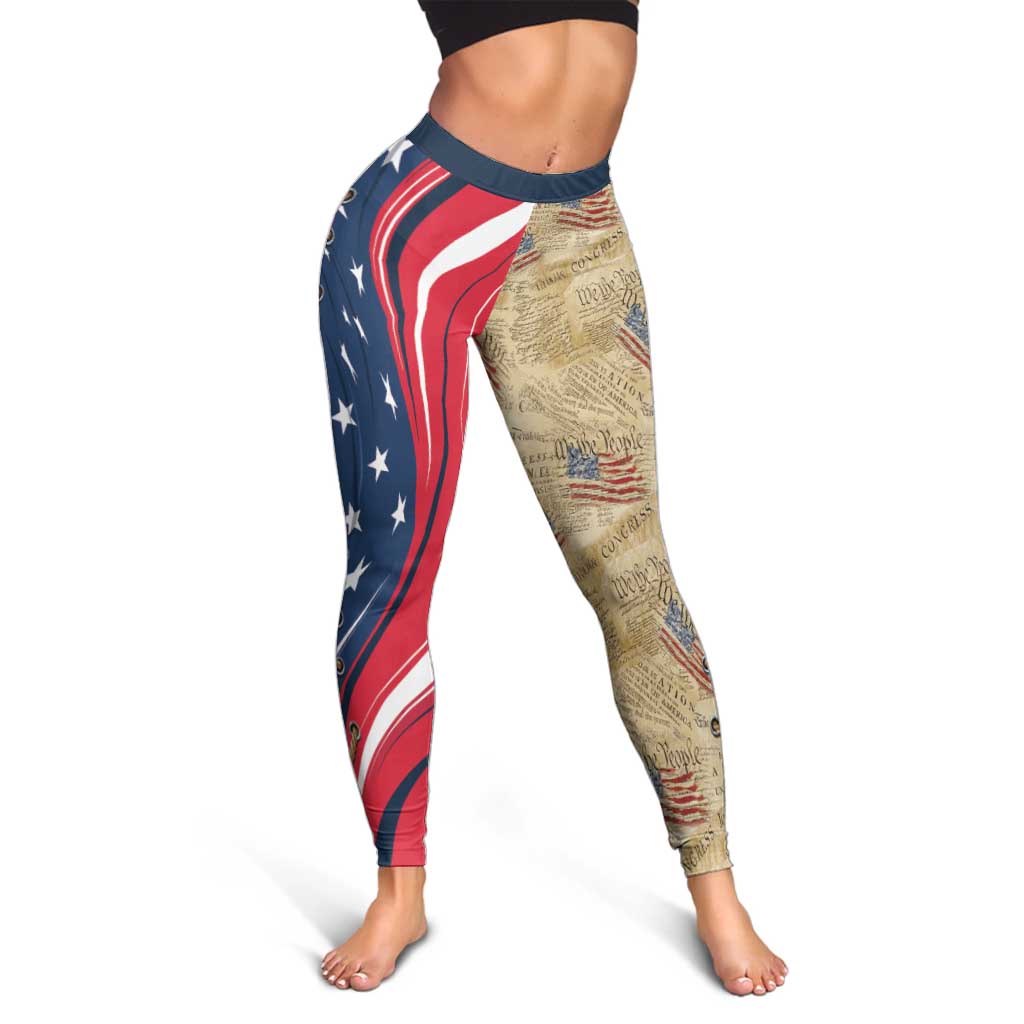 USA Eagle Statue of Liberty Leggings American Patriotic Spirit - Wonder Print Shop