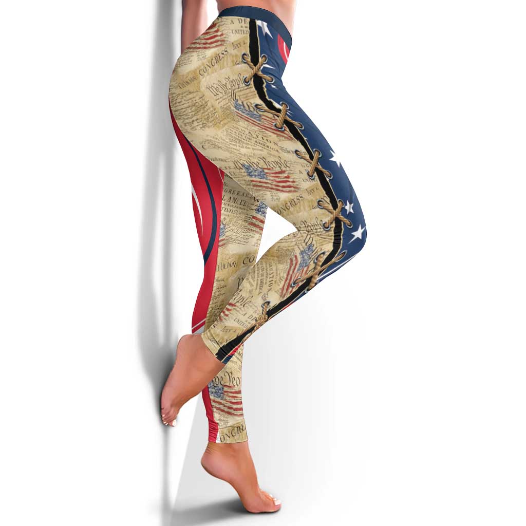 USA Eagle Statue of Liberty Leggings American Patriotic Spirit - Wonder Print Shop