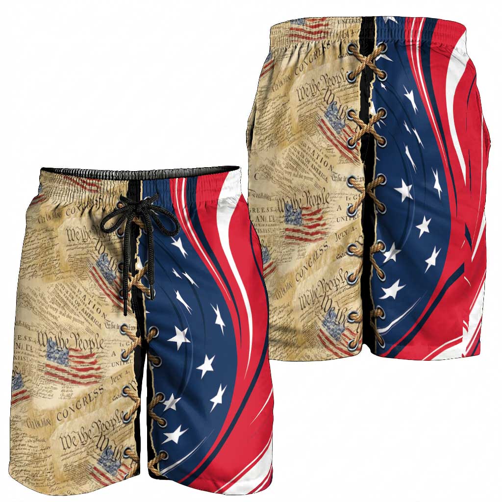 USA Eagle Statue of Liberty Shorts for Men American Patriotic Spirit - Wonder Print Shop