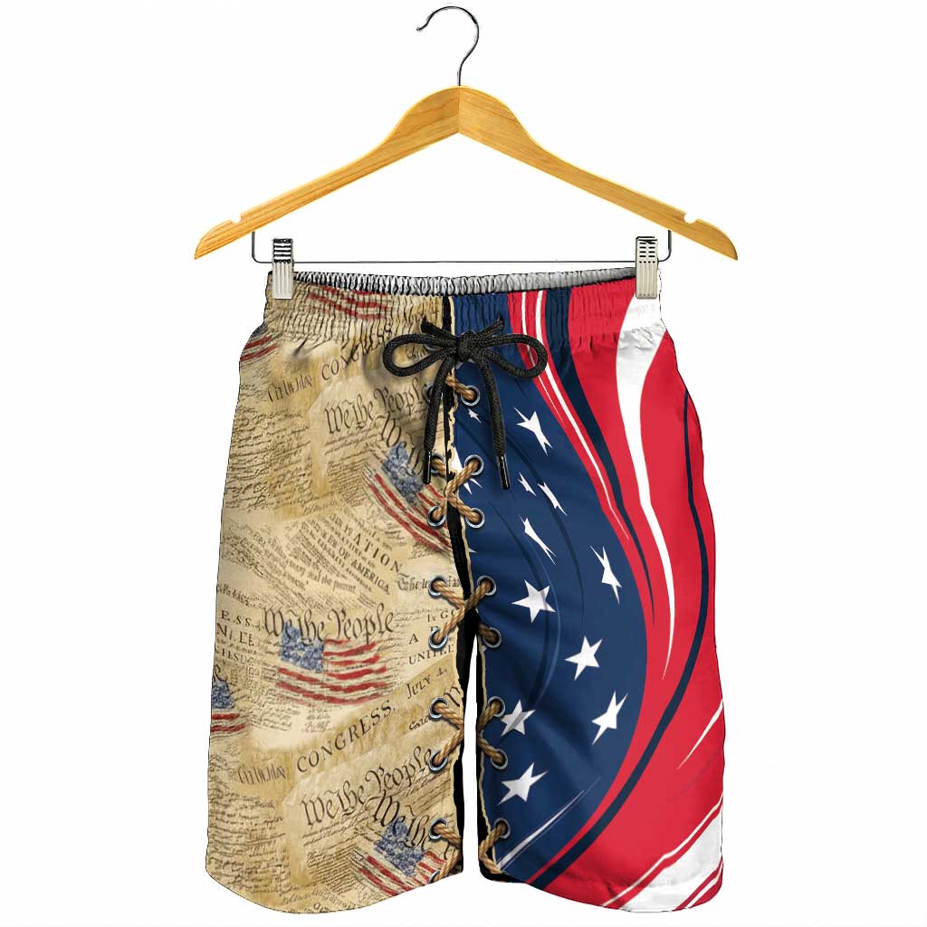 USA Eagle Statue of Liberty Shorts for Men American Patriotic Spirit - Wonder Print Shop