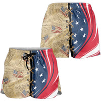 USA Eagle Statue of Liberty Shorts for Women American Patriotic Spirit - Wonder Print Shop