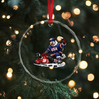 USA Eagle Vs Canada Loon Rivalry Graphic Crystal Glass Ornament Funny Sports Fan Ice Hockey Game Day Supporter