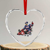 USA Eagle Vs Canada Loon Rivalry Graphic Heart Crystal Glass Ornament Funny Sports Fan Ice Hockey Game Day Supporter