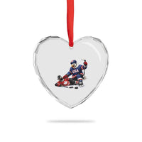 USA Eagle Vs Canada Loon Rivalry Graphic Heart Crystal Glass Ornament Funny Sports Fan Ice Hockey Game Day Supporter