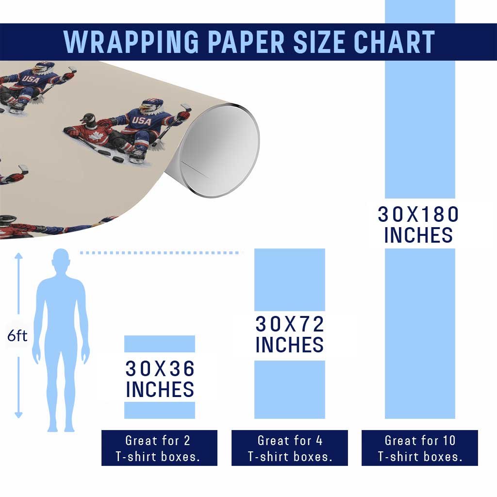 USA Eagle Vs Canada Loon Rivalry Graphic Wrapping Paper Roll Funny Sports Fan Ice Hockey Game Day Supporter