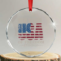 USA Flag 250 Years of Freedom Crystal Glass Ornament Vintage Patriotic 1776 to 2026 Semiquincentennial - Wonder Print Shop