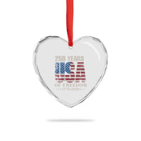 USA Flag 250 Years of Freedom Heart Crystal Glass Ornament Vintage Patriotic 1776 to 2026 Semiquincentennial - Wonder Print Shop