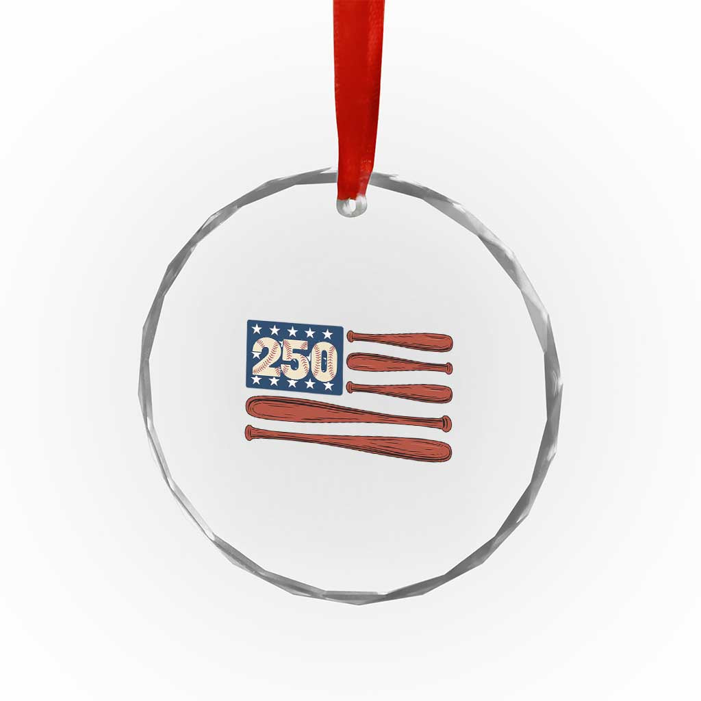 USA Flag Baseball Crystal Glass Ornament America 250th Anniversary Gift